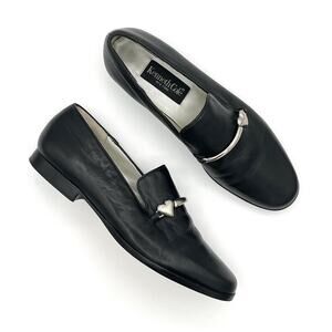 VTG kenneth cole leather horse bit loafers Preppy classic black Slip On Size 6.5